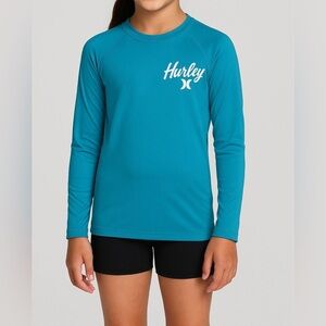 Hurley Youth Long Sleeve UPF 50+ Swim Shirt Size 14/16 Blue NWT
